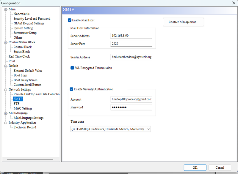 Configuracion de Servidor SMTP