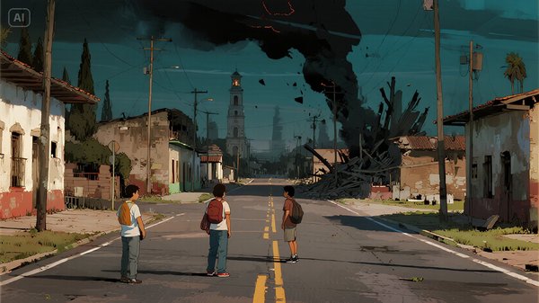 dreamina-2025-08-08-3293-Dramatic illustration of a long road in ...